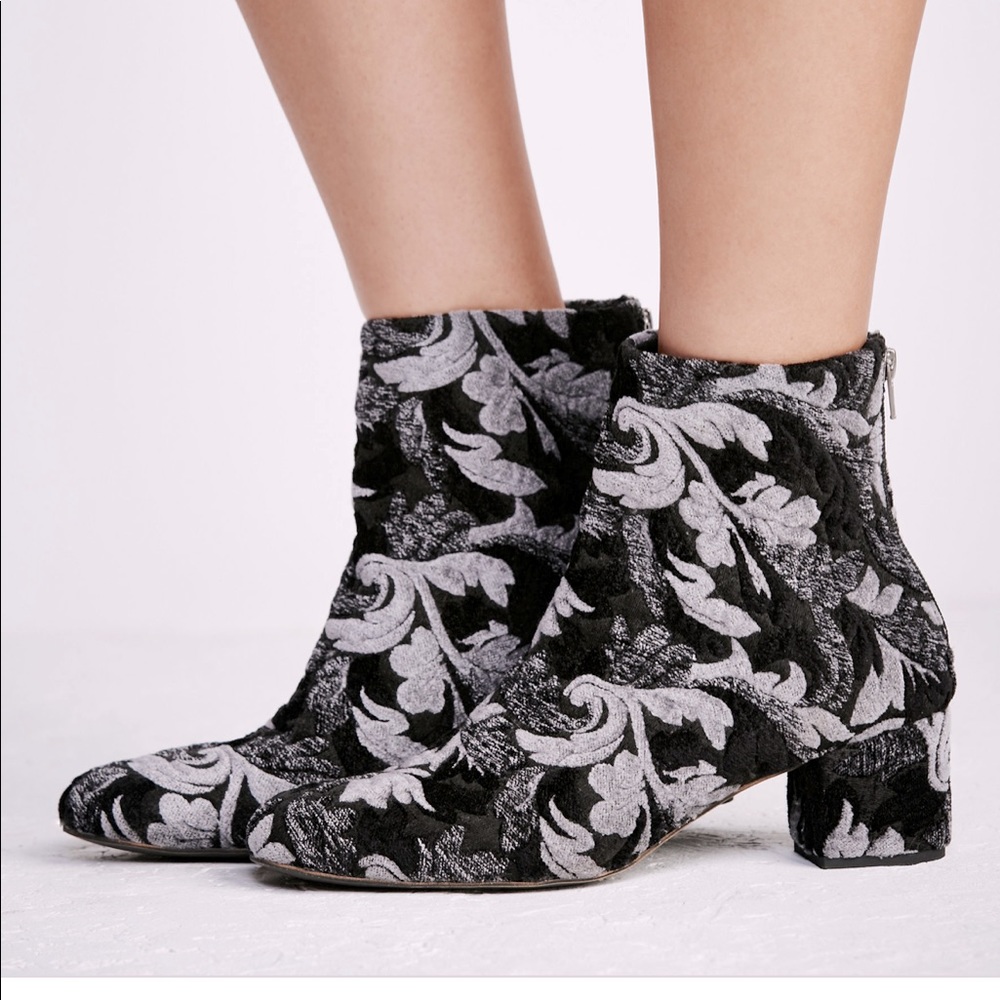Free People tapestry floral ankle booties